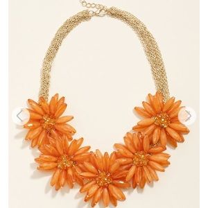 Guess Gold-Tone and Orange Multi Flower Necklace